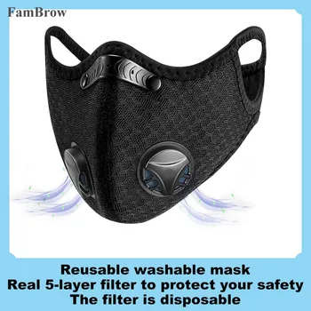 

KN95 Face Mask 2020 New 5-layers Breathing Valve Mask Dust Mask Respirator PM 2.5 Dustproof Filter Running Sport Cycling Mask