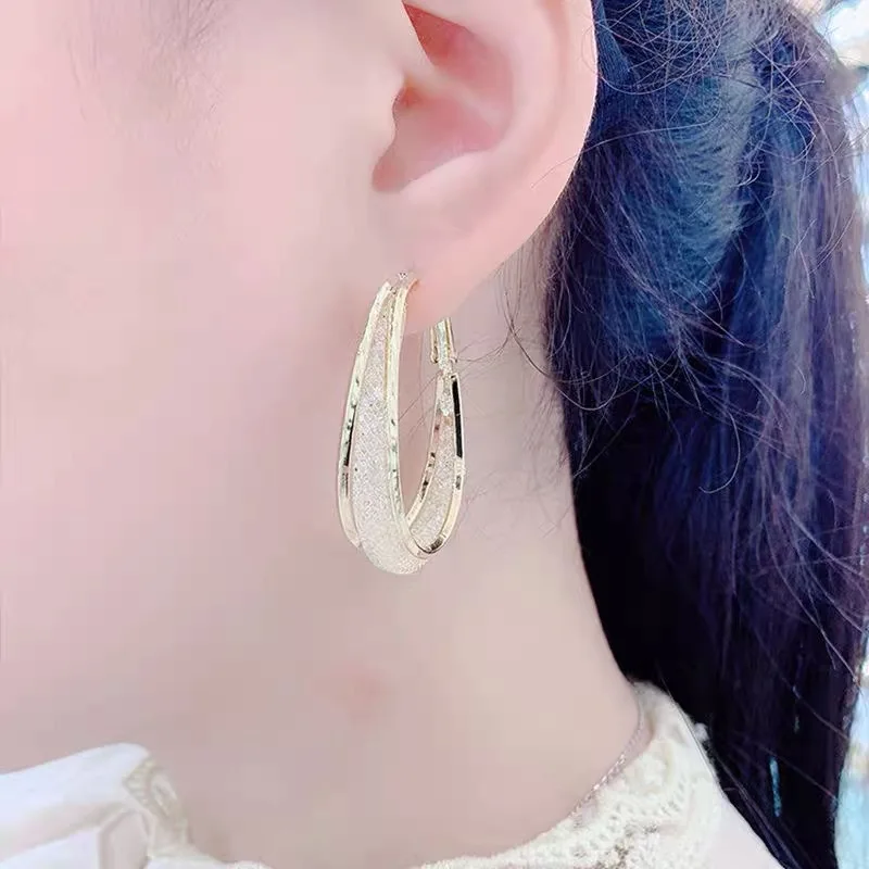 925 silver needle ear rings 24K gold plated earrings Women earrings Hollow out earrings Fashionable personalized ear stud