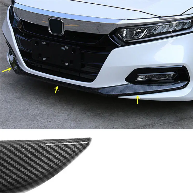 Для Honda Accord углеродного волокна передний бампер для губ Защитная крышка отделка 3 шт