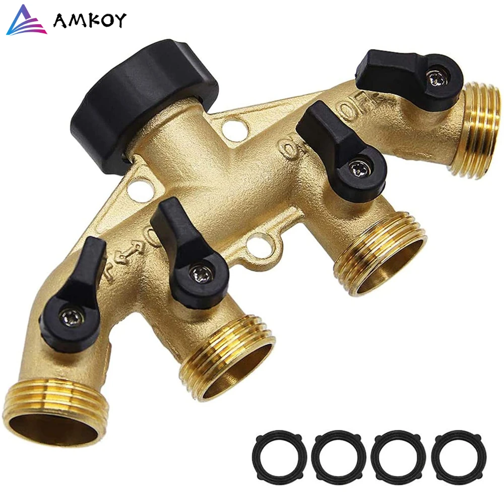 

AMKOY Garden Hose Splitter 4 Way Tap Hose Connectors Water Distributor Switch Valve Garden Water Connectors Watering Irrigation