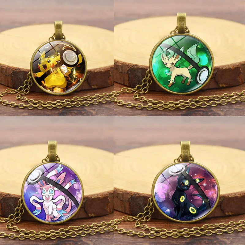 Ожерелье с покемоном Аниме фигурки подвеска драгоценным камнем ожерелье детские