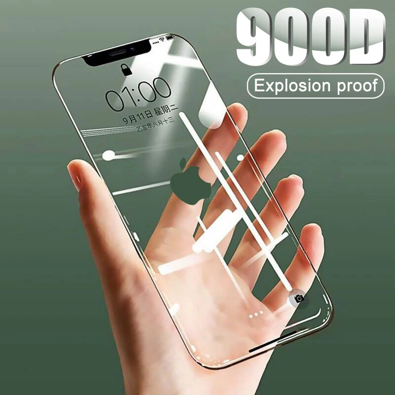900D полное покрытие закаленное стекло для iPhone 11 Pro Max X XS XR защита экрана на 6 6s 7 8 Plus