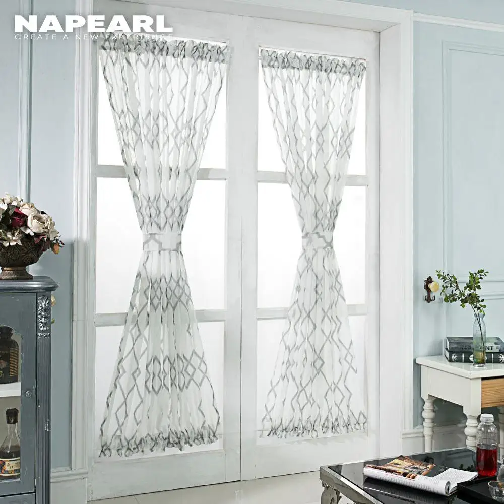 NAPEARL-cortinas cortas de estilo europeo para ventana, cortinas de puerta,  baratas, listas para la cocina, elegantes, de un solo Panel, decoración