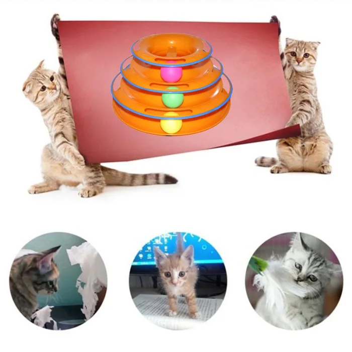 Питомец кошка игрушка круглый диск 3 слоя мяч поворотный стол забавные игры развлечения
