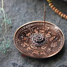 Свечи для ароматерапии печи Красный Бронзовый Дракон шаблон горелка держатель 12 Китайский Зодиак тарелка-кадило благовония база ладан палочка