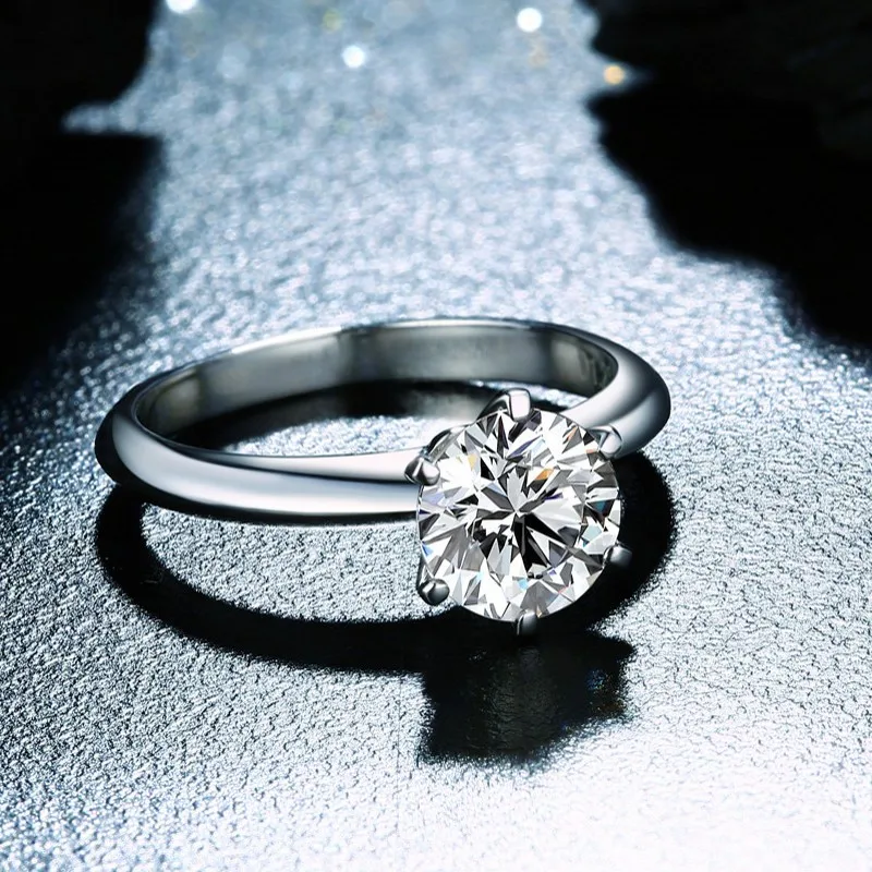 Silver Rings Silver Ring Wedding Rings Solitaire 1ct Lab Diamond Ring 925 sterling silver Engagement Wedding band for Women Men Party Jewelry