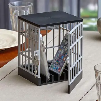 

Mobile Phone Jail Cell Prison Lock Up Safe Smartphone Home Table Office Gadget Quality Storage Box Locking Cage Party Storage 4