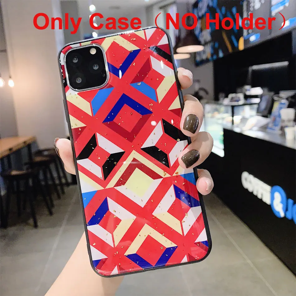 No Finger holder Чехол-держатель для кольца с цветком для iphone 11 Pro Max, XR X XS Max 6 6S 7 8 Plus, мягкий простой модный чехол для телефона из ТПУ - Цвет: No Finger holder
