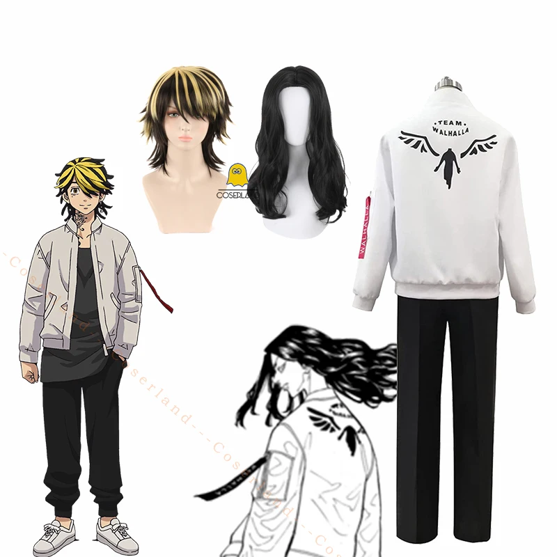 Anime Tokyo Revengers Gang Baruhara Valhalla Uniform Keisuke Baji Kazutora  Hanemiya Cosplay White Jacket Costume Black Wig Pants - Cosplay Costumes -  AliExpress