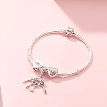 

High Quality 1:1 100% 925 Silver sterling heart keyring freight bracelet free