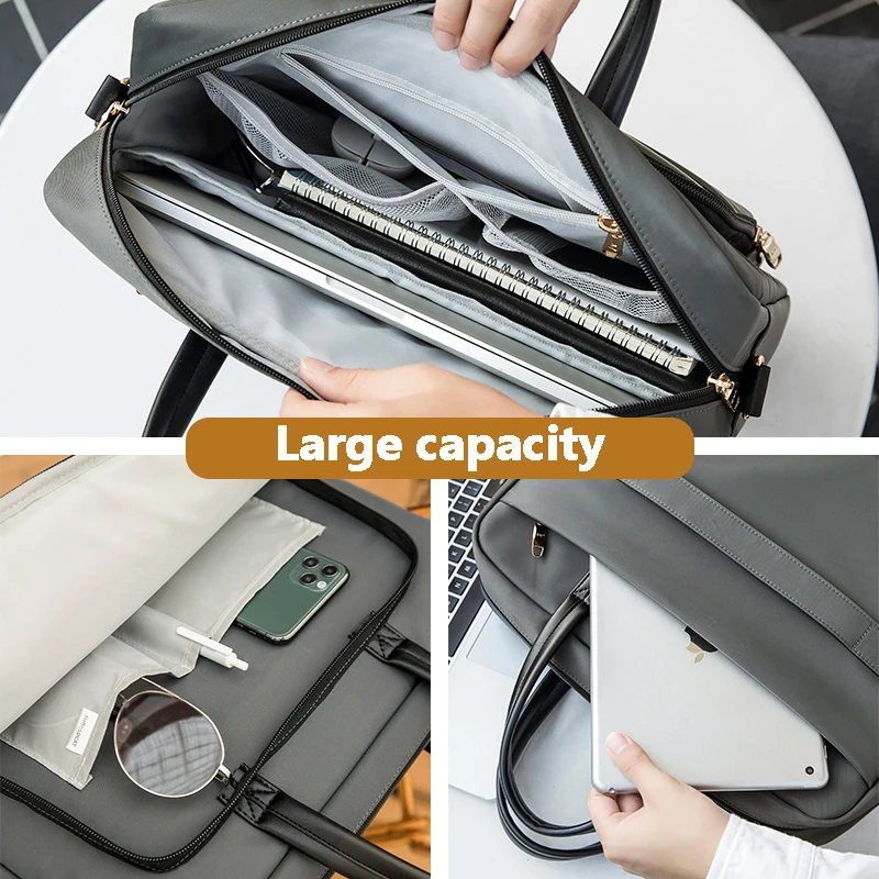 Bolsa para Laptop para Mulheres pu Mais Poliéster Maleta para Notebook Bolsas de Ombro Bolsas de Viagem Bolsas Femininas do Escritório 13 in 14 in 15 in 16 in - Imagem 3