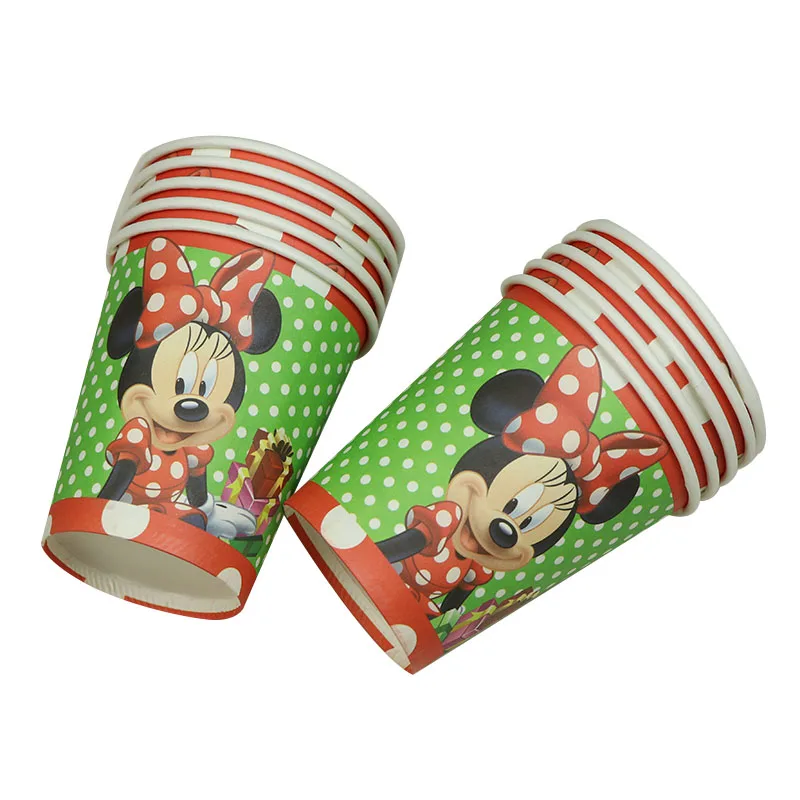 Red Minnie Mouse Party Plates Cups Banners Disposable Tableware Girl Birthday Foil Ballon Party Decorations Party Supplies - Цвет: Cup