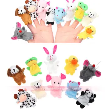 

pudcoco Cute New Arrivals Family Finger Puppets Cloth Doll Baby Educational Hand Cartoon Animal Toy Sets