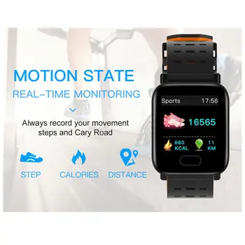 

A6 Smart Watch Heart Rate Monitor Health Measure Sport Waterproof Smartwatch Wrist Fitness Tracker Bracelet