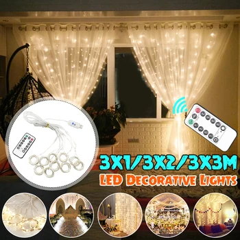 

Led curtain light 3X3M 300LEDS string icicle Christmas fairy light usb garland outdoor home wedding /party /holiday decoration