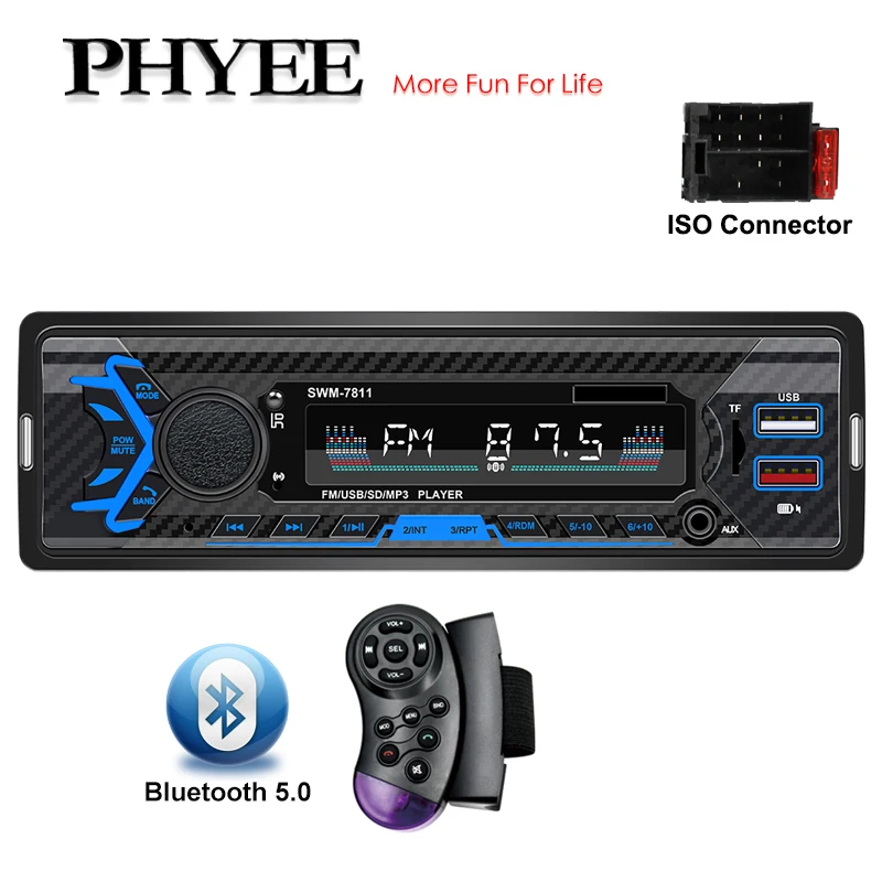 Автомагнитола 1 Din Bluetooth автомобильный стереоприемник FM MP3-плеер гарнитура A2DP TF