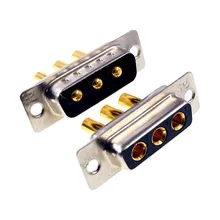1 pces d-sub contato misturado 3w3 30a receptáculo de alta corrente conector adaptador plug jack pino usinado montagem completa fio solda