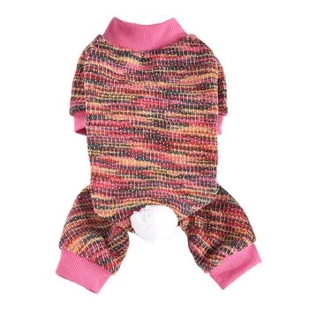 

Winter Dog Jumpsuit Clothing Outfit Rompers Warm Fleece Dog Stripe Pet Coat Puppy Down Parkas For Small Medium Dogs