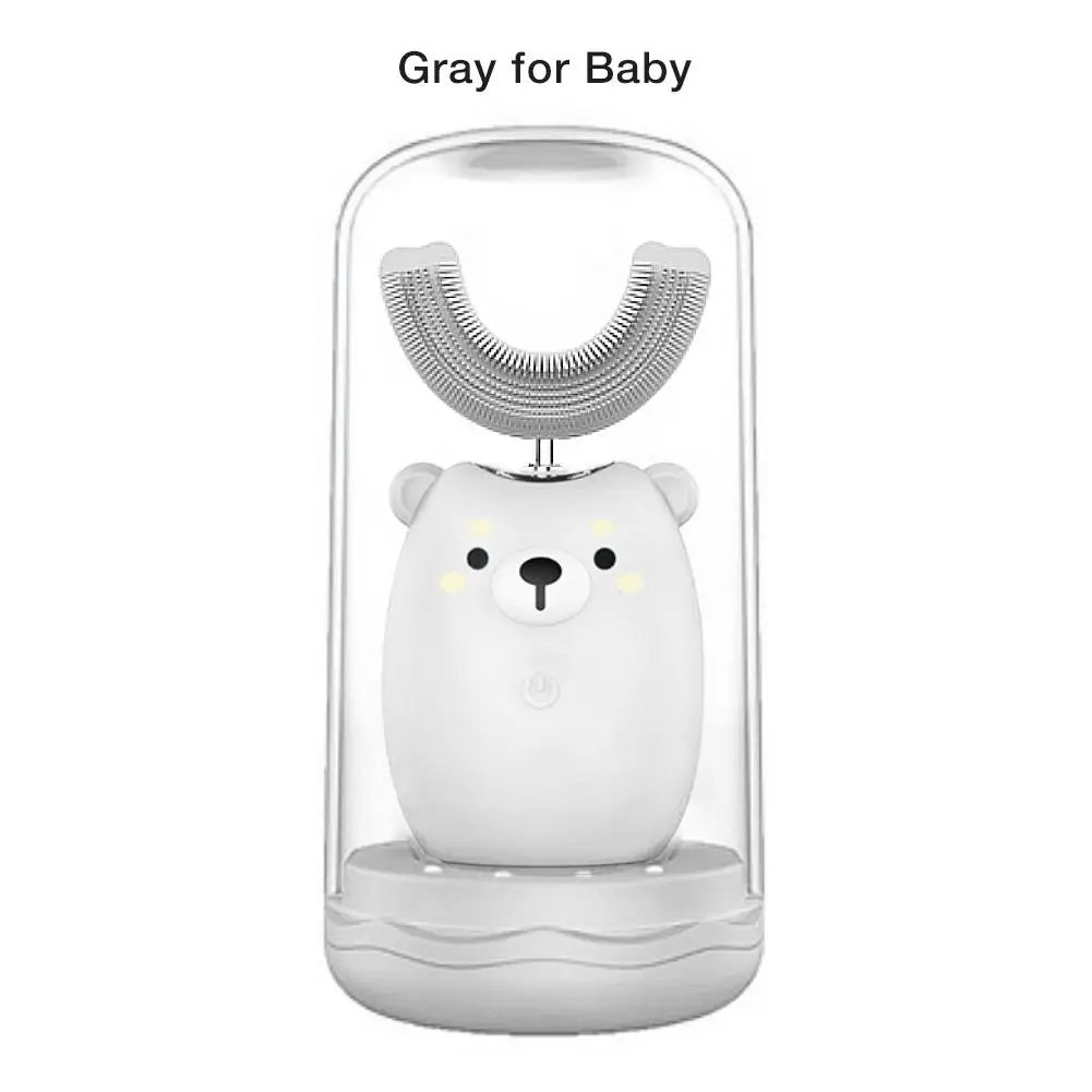 Gray for Baby Электрическая зубная щетка для детей 360 градусов u-образная звуковая электрическая зубная щетка силиконовая автоматическая зубная щетка - Цвет: Gray for Baby