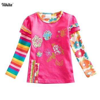 

VIKITA Brand Girls t shirt Long Sleeve Girls t-shirt Cute Animal Child Cartoon Shirts T-shirts for Children Tops Tees L62123 Mix