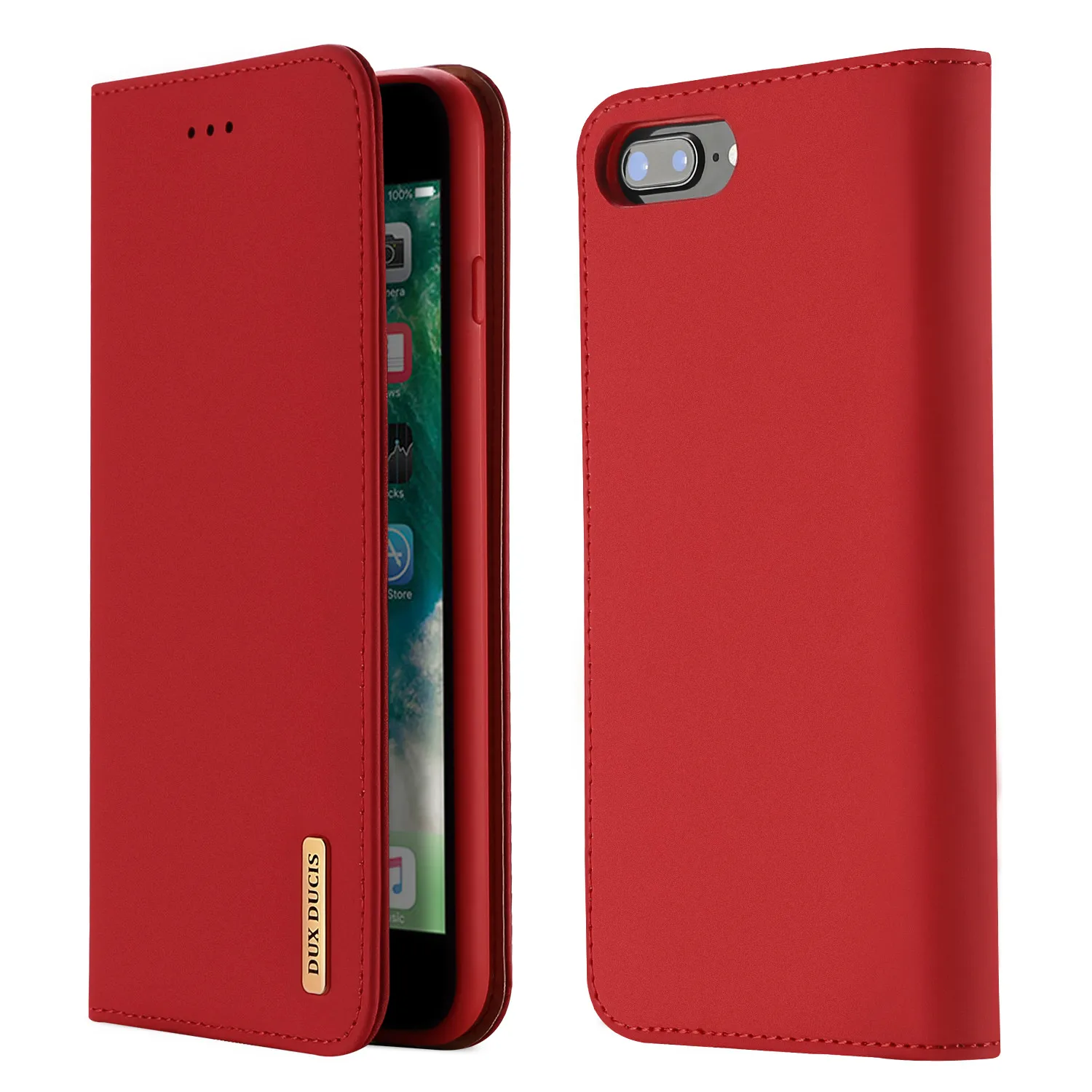 DUX DUCIS Роскошный кошелек из натуральной кожи чехол для IPhone 11 Pro 11Pro 7 8 Plus Магнитный Флип простой чехол для iPhone X XR XS Max - Цвет: Красный