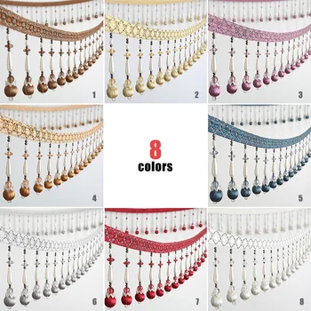 

1 Meter European Style Lace Tassel Fringe Ball Curtain Crystal Beads Sofa Tablecloth Accessories Pom Lace Trim Diy Decoration