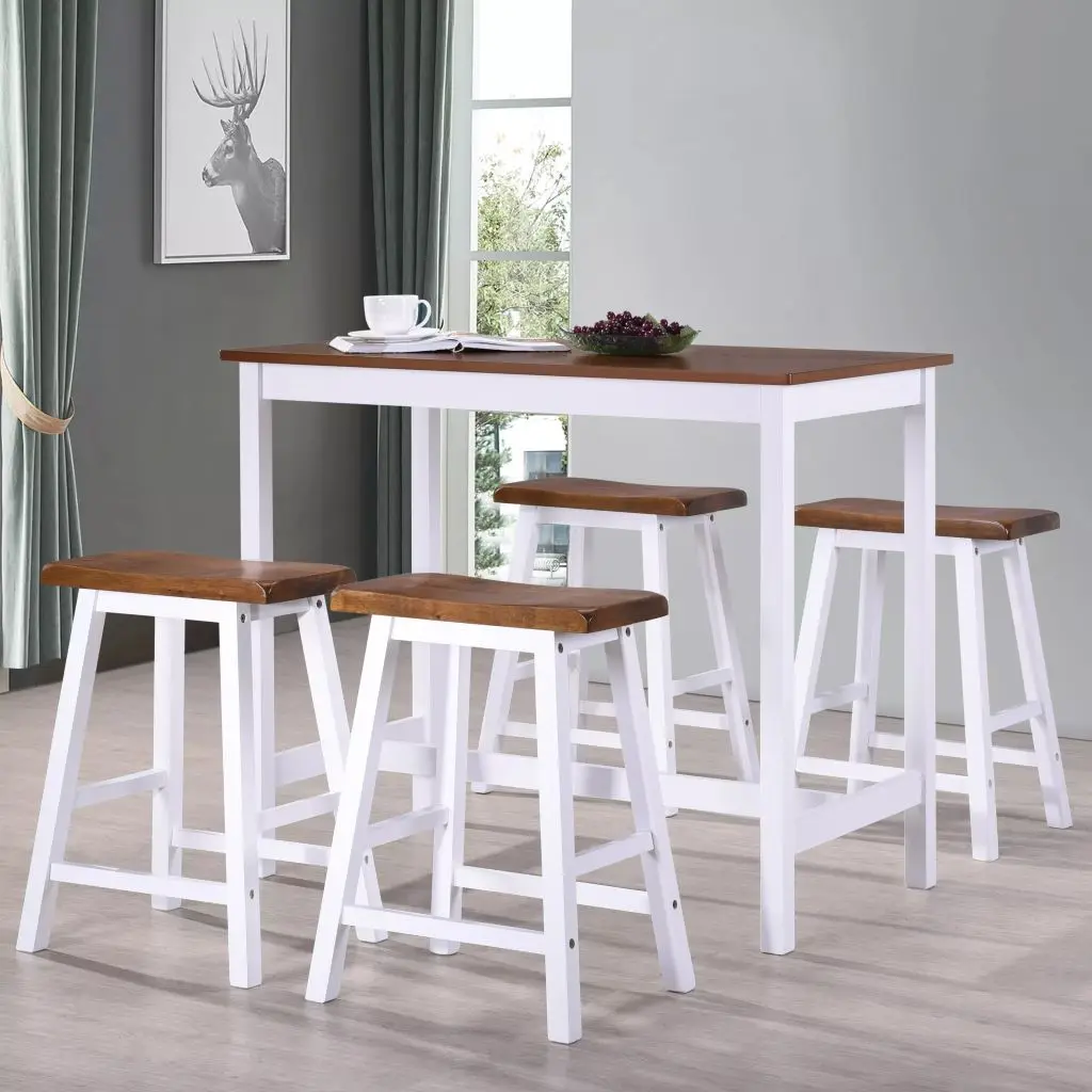 

Hot Dinning Table Set for Dining Room Furniture VidaXL High Table Set and Kitchen Stool 5 Pcs Solid Wood Tables and Chairs
