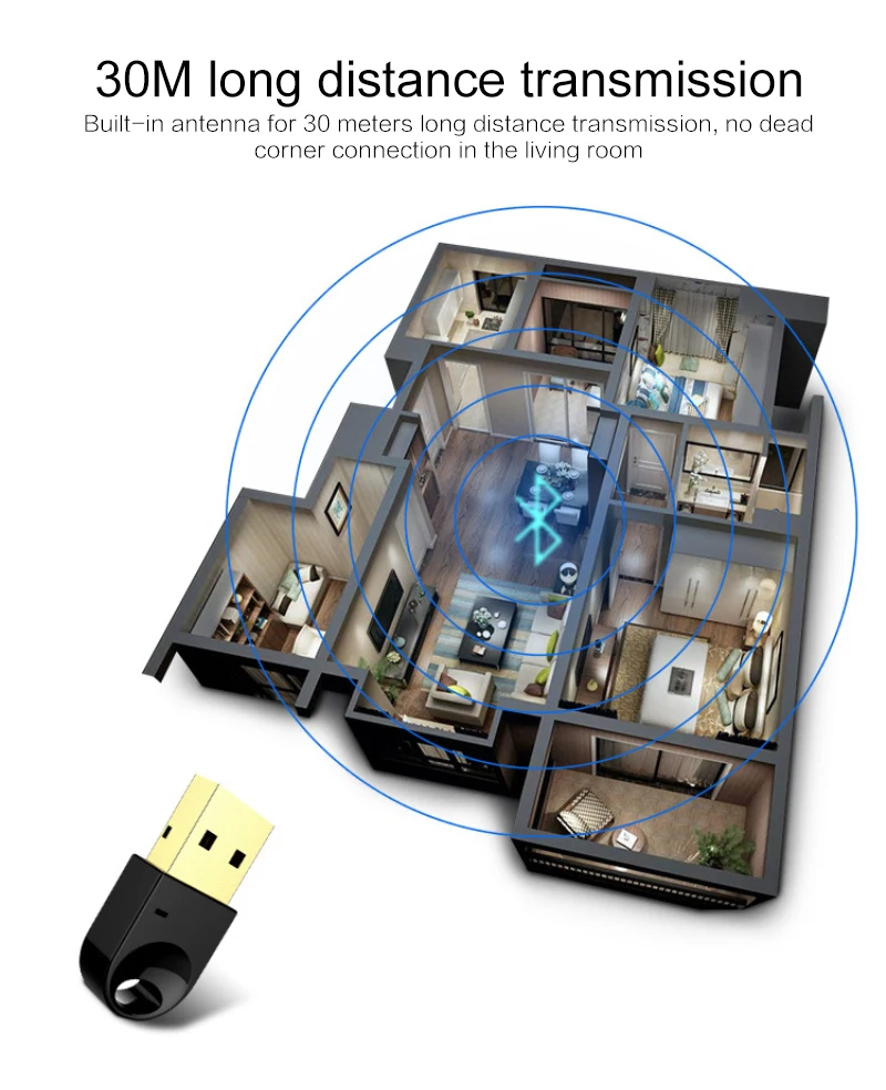 USB Bluetooth адаптер для беспроводных наушников аудио передатчик компьютер Bluetooth динамик 4,2 драйвер bluetooth-приемник