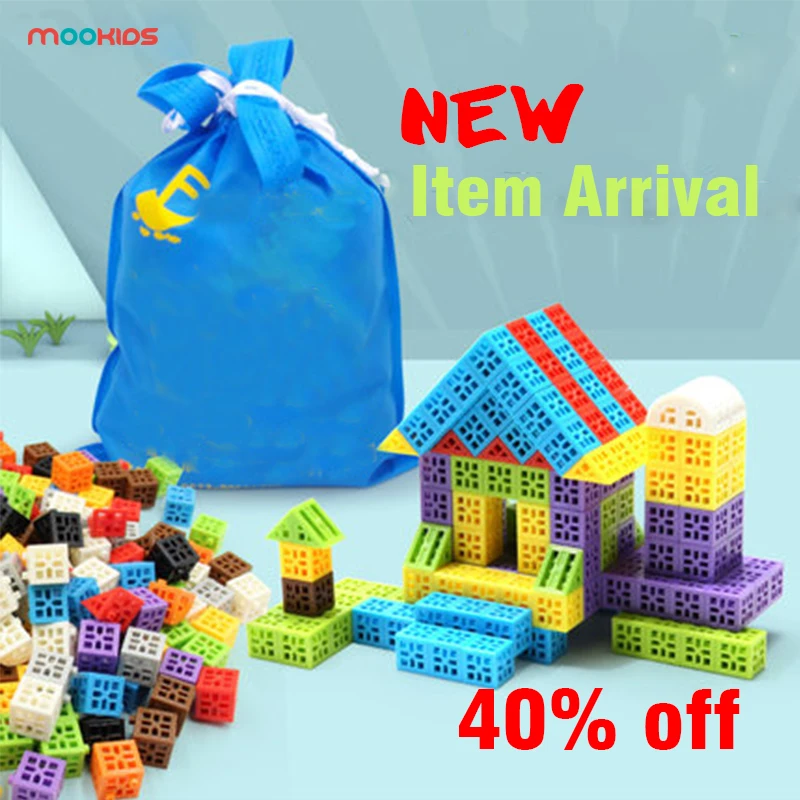 

Mookids 330pcs Baby Toys Large Size Building Blocks Set Plastic Assembly Model Big Bricks DIY Learning Educational Toys