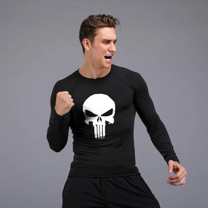 4XL MMA Men Compression Sets Tracksuit Skull Mens Sport Jogging Suit Running Set Rashgard Gym Clothing Men Fitness Workout Tight 6