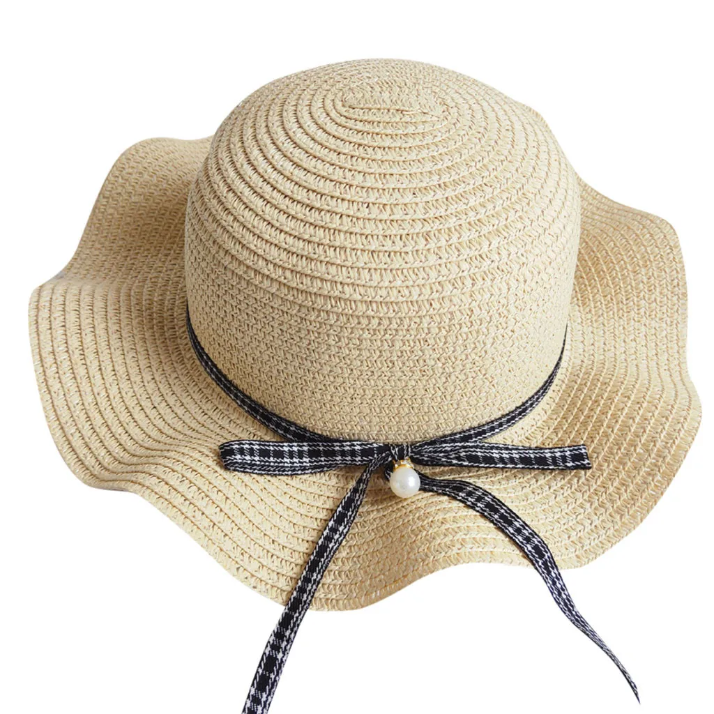  Baby Girl Sweet leisure Sun Hat kids hat sun straw hat handmade  Children Kids Summer Hat Beach Bucket Cap Toddler Girls Hat