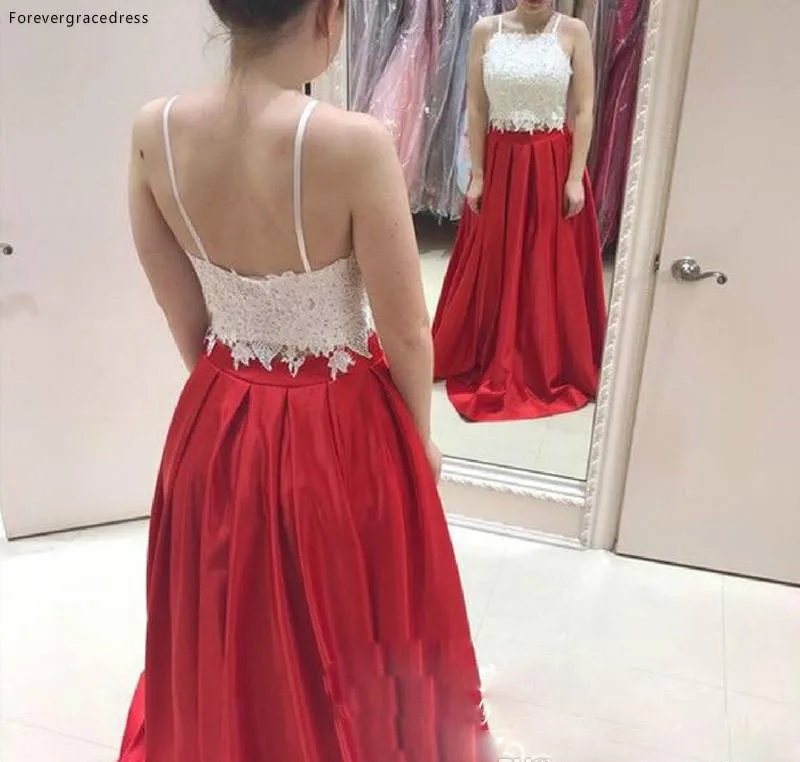 2 Piece Bridesmaid Dresses Lace Top Spaghetti Straps Country Bridesmaid Gowns Custom Made Plus Size Wedding Party Gowns 2018 89 (2)