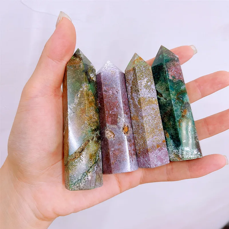 

1PC Natural Ocean jasper Quartz Crystal Point Tower Healing Stone Energy Ore Mineral Obelisk Home Decor Ornaments