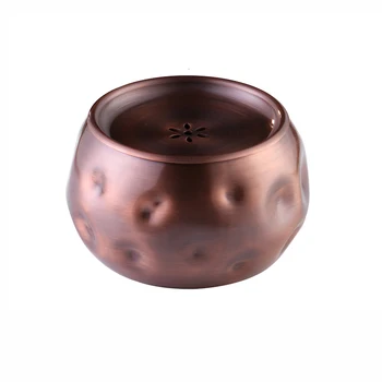 

Rong Shan Tang Pure Copper Tea Wash Manual Hammer Eye Pattern Large Trumpet Japanese Style Water Pan Brush Washing Tea Bucket