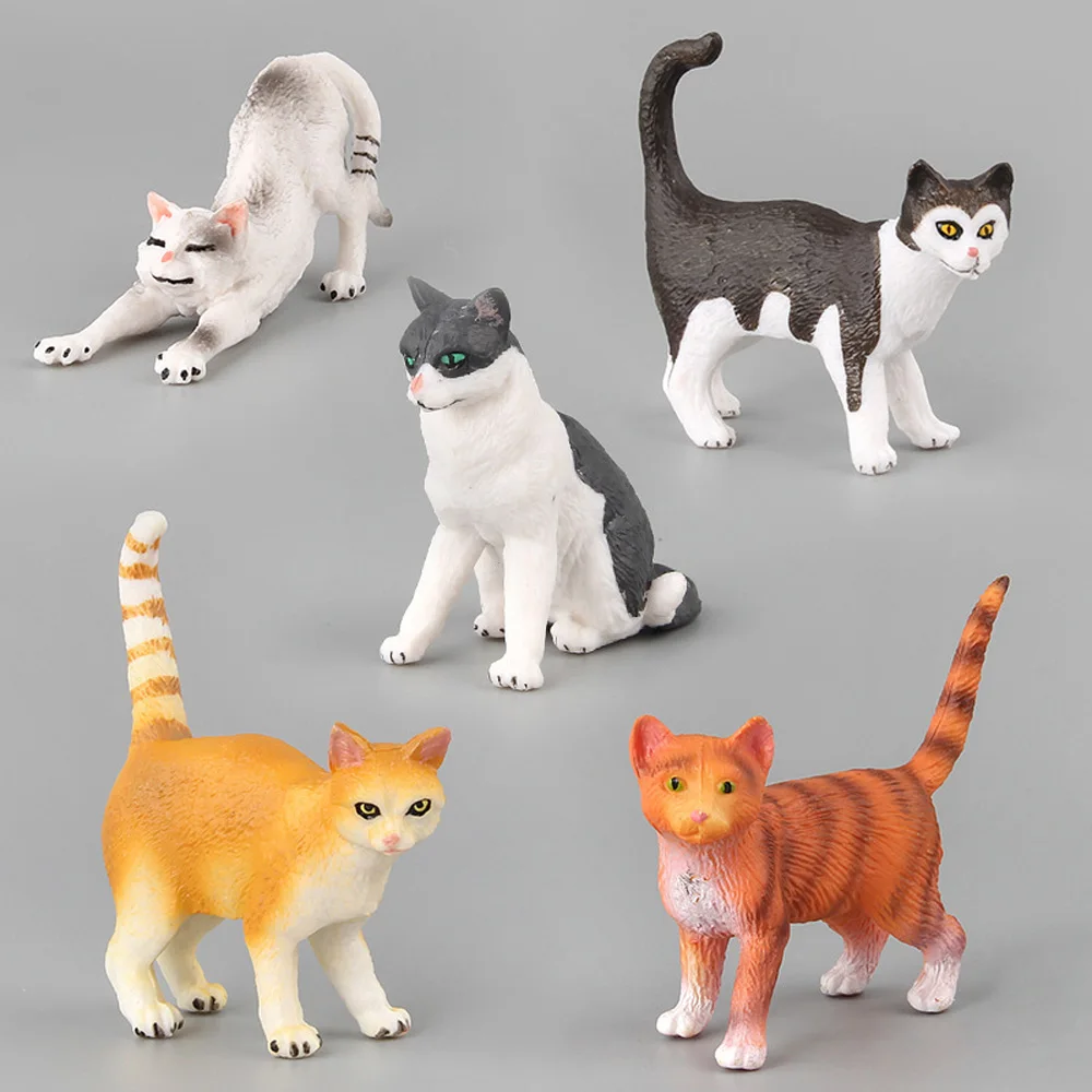 Mini Simulation Cat Animal Model Small Plastic Figures Home Decor Micro Landscape Figurine Decoration Gift for Kids Toy Statue