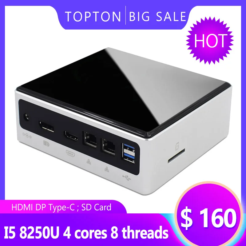 10th Gen Mini PC Intel i7 10510U / 8550U 4 Core 8 Threads 2*DDR4 M.2 NVMe NUC Pocket Computer Win10 Pro Linux WiFi USB-C DP HDMI
