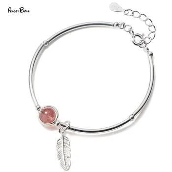 

Lucky Beads 925 Sterling Silver Vintage Charming Feather Bead Bracelets Bangles Simple Handmade Jewelry For Women Birthday Gift