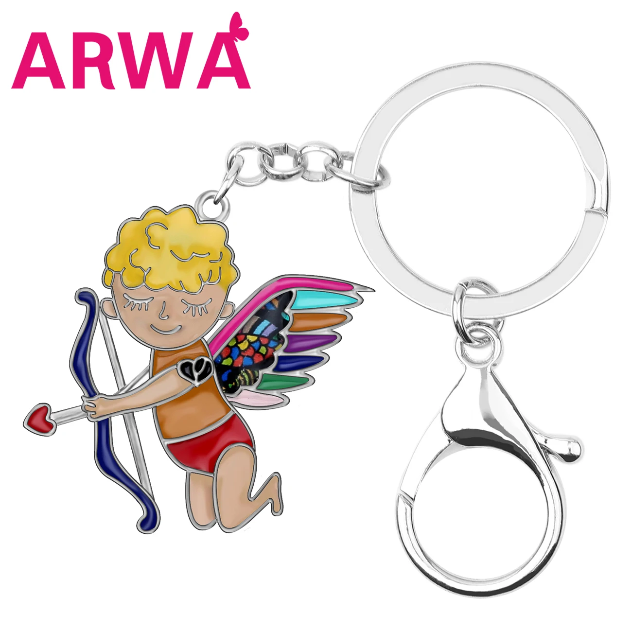 ARWA Enamel Alloy Lover Cupid Angel Keychains Key Ring For Women Girls Car purse wallet bag Charms Granddaughter Gifts | Украшения и