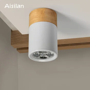 

Aisilan Wooden LED Lamp Surface Mounted Downlight Ceiling lamp Home Lighting Living Room Bedroom Hallways AC85V-265V 3W/5W