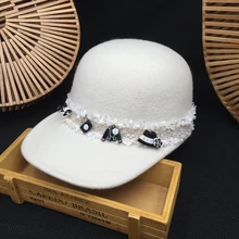 Женская бейсбольная Кепка из шерсти? Han edition joker конная Кепка белая кружевная Элегантная Модная Кепка шляпы с широкими полями