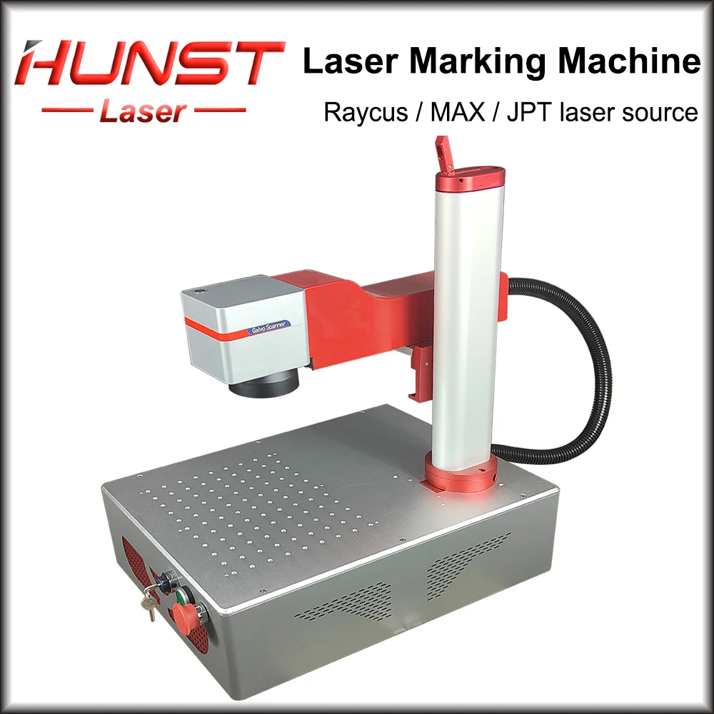 Hunst Metal Laser Marking Machine with JPT Raycus Max Source 20W 30W Foldable Mini Fiber Laser Engraver for DIY Marking Gift