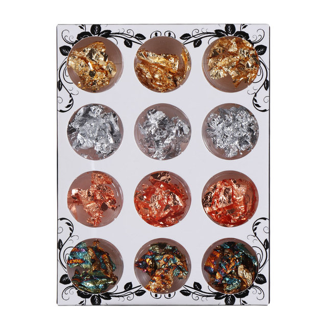 Gold/Rose gold/Silver Flakes Glitter Aluminum Foil Sequins Chrome Powder Nails Irregular Sticker Nail Art Manicure Decor