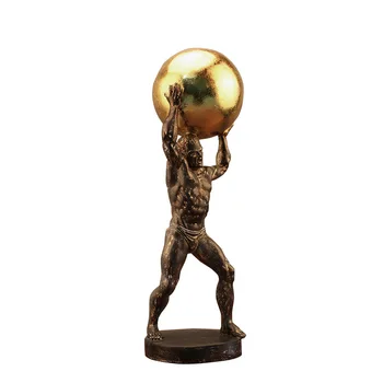 

[HHT] Retro Man of Unusual Strength Resin Crafts Hercules Character Statue Creative Study Wine Cabinet Decoration Furnishings