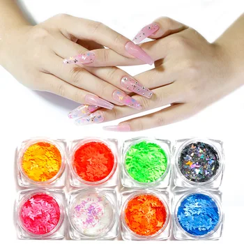 

12 Boxes/set Fluorescence Butterfly Nail Glitter Sequins Sparkly 3D Thin Holographic Flakes Polish Manicure Nail Art Decorations