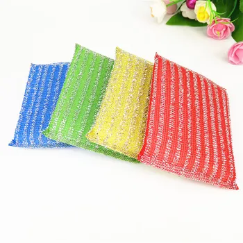 

4Pcs/Set Multi-function High-efficiency Steel Wire Sponge Cleaning Brushes Practical Labor Saving Colored Dish Washing Cloth