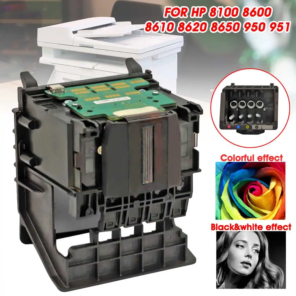 

LEORY Print Head 4 Color Printhead Replacement With/Without Shelf Compatible Printers For HP 8100 8600 8610 8620 8650 950 951