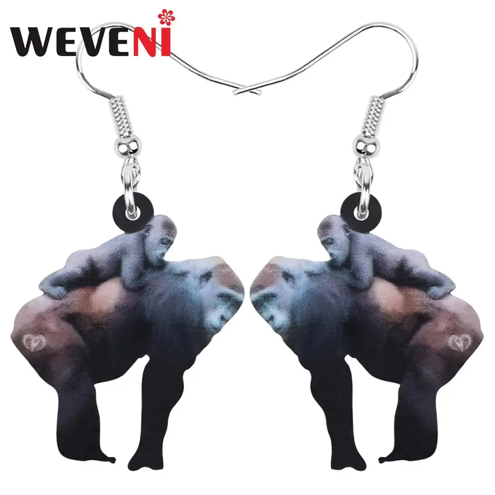 Серьги WEVENI из акрила для женщин и девушек подвески в виде животных орангутанга