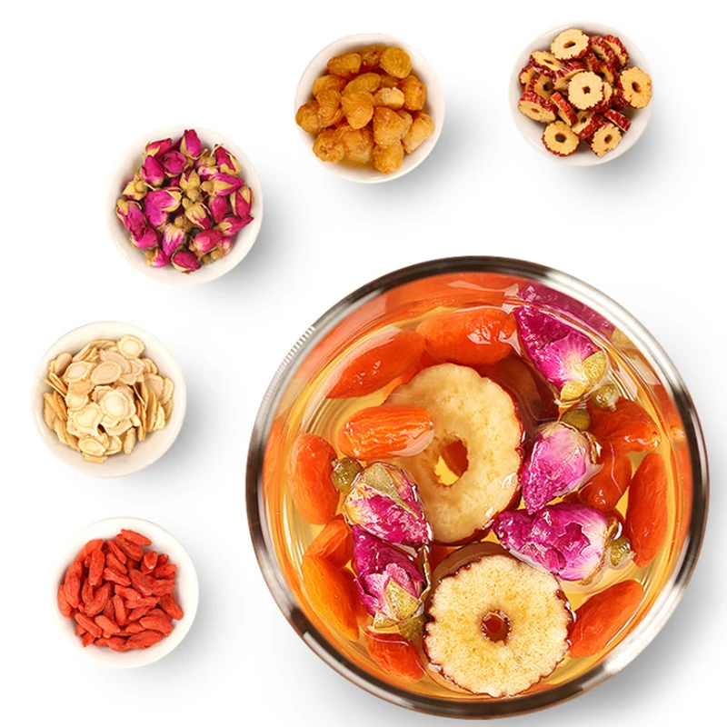 Fuhai Donghai ginseng, longan, medlar, red dates, tea, nourishing qi, blood, tea, rose tea, health tea, beauty and beauty