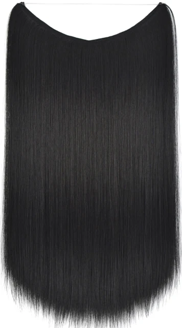 TOPREETY Heat Resistant Synthetic Hair 100gr Silky Straight Elasticity Invisible Wire Halo Hair Extensions 8006 1BJ