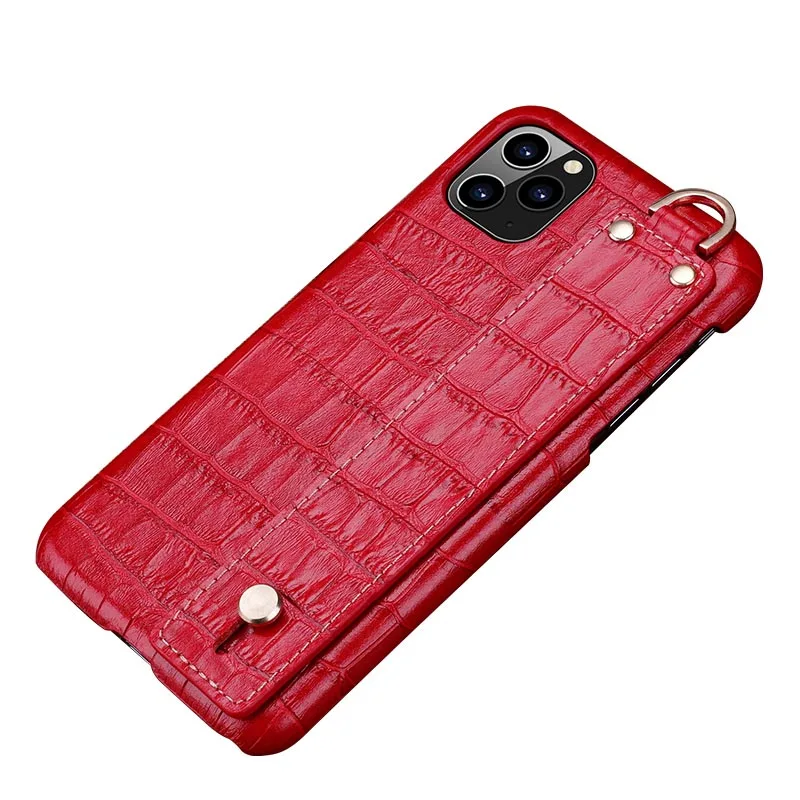 Чехол для Iphone 11 Pro, роскошный чехол из натуральной кожи с крокодиловым принтом, чехол для Iphone 11 Pro Max, чехол Xr Xs Max, чехол на запястье - Цвет: Красный